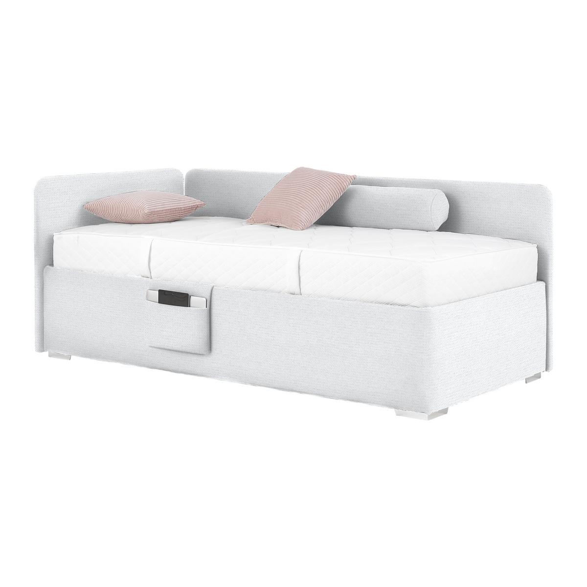 Posteľ Remi s bočnicami 90x200, poťah biely - biela/prírodná farba, Konventionell, drevo/textil (90/200cm)