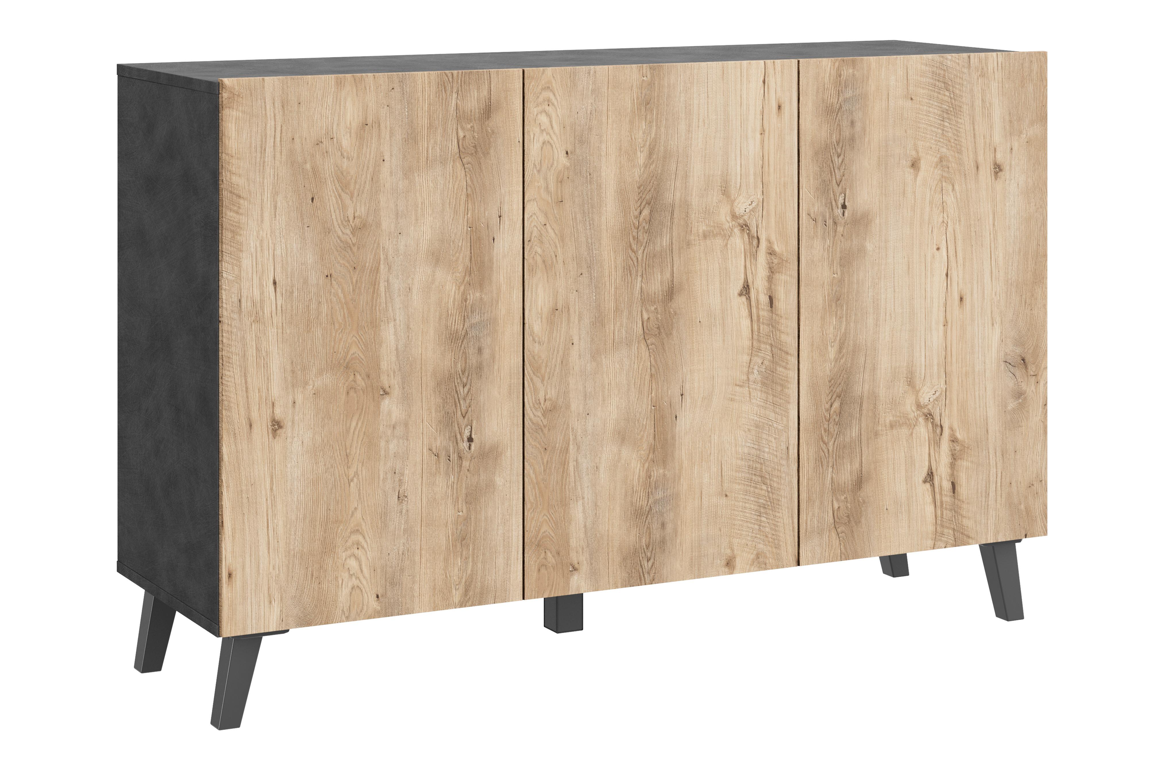 Sideboard Phuket 120 Anthrazit, Kastanie B: 120 Cm - Kastanieneichefarben/Anthrazit, Design, Holzwerkstoff (120/76/39cm) - Livetastic