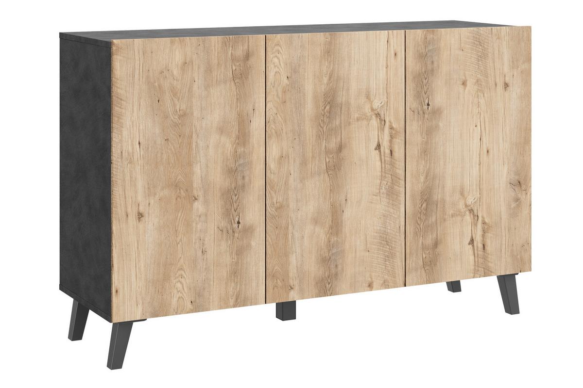 Sideboard Phuket 120 Anthrazit, Kastanie B: 120 Cm - Kastanieneichefarben/Anthrazit, Design, Holzwerkstoff (120/76/39cm) - Livetastic