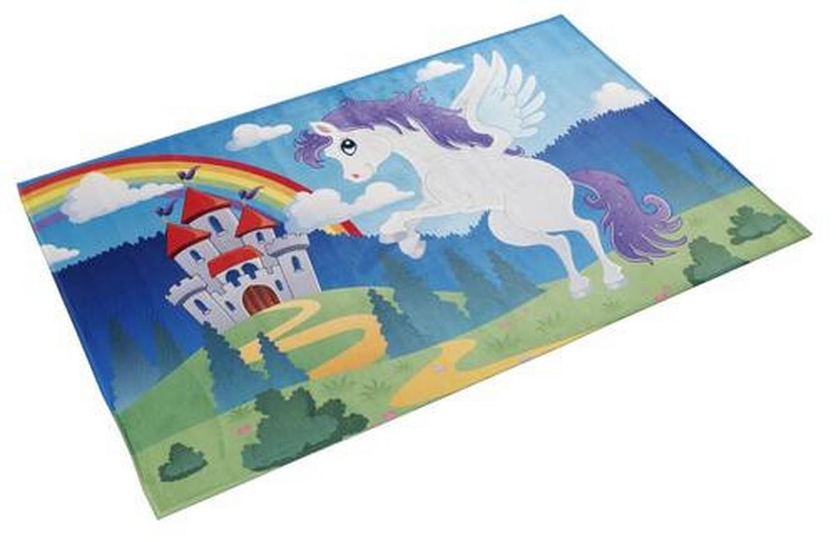 Kinderteppich Einhorn Blau/ Grün Zauberwelt 80x150 Cm - Blau/Hellgrün, Trend, Textil (80/150cm)