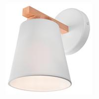 Wandleuchte km-1.113_ellie_white_37783 - Weiß Hochglanz, Natur, Holz/Textil (24/22/16cm)