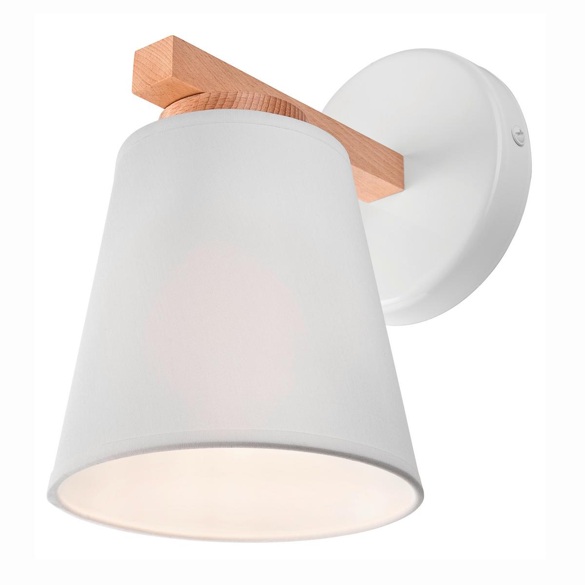 Wandleuchte km-1.113_ellie_white_37783 - Weiß Hochglanz, Natur, Holz/Textil (24/22/16cm)