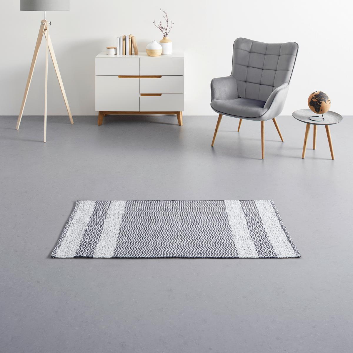 Ručne tkaný koberec ELISA,š/d: 60/120cm - biela/tmavosivá, Modern, textil (60/120cm) - Modern Living