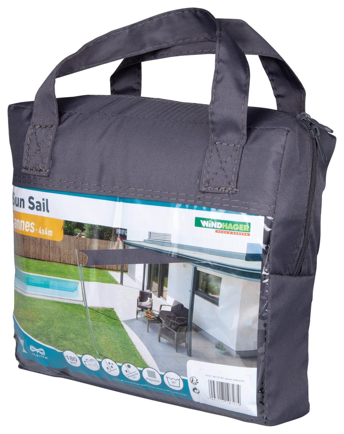 Sonnensegel Quadrat 4x4 m - Anthrazit, Basics, Kunststoff (400/400cm)