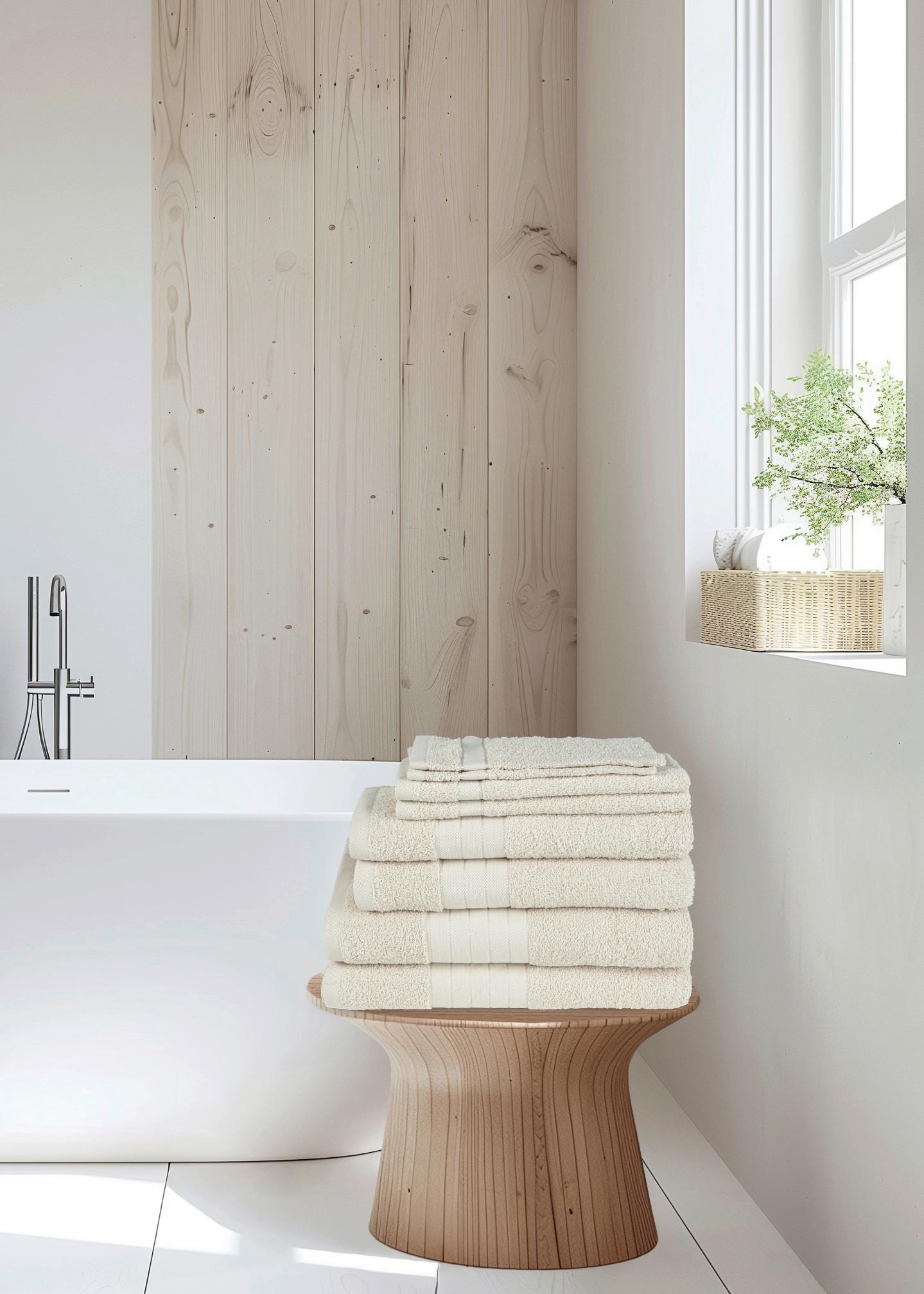 Frottierset 8-teilig, Beige - Beige, Basics, Textil