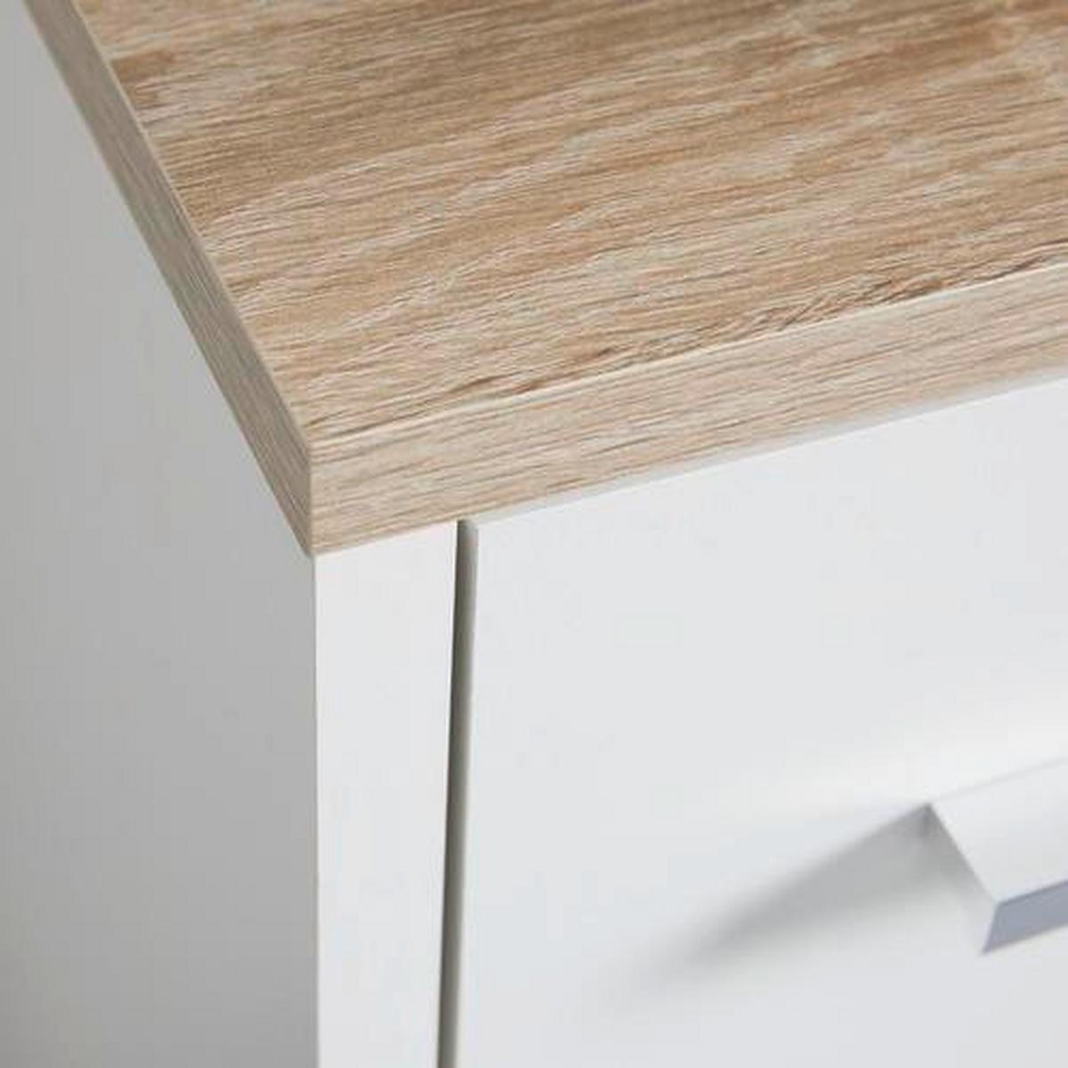 Waschbeckenunterschrank Yasmin B: 60cm Weiß - Eichefarben/Schwarz, Basics, Holzwerkstoff (60/52,7/28,3cm) - MID.YOU