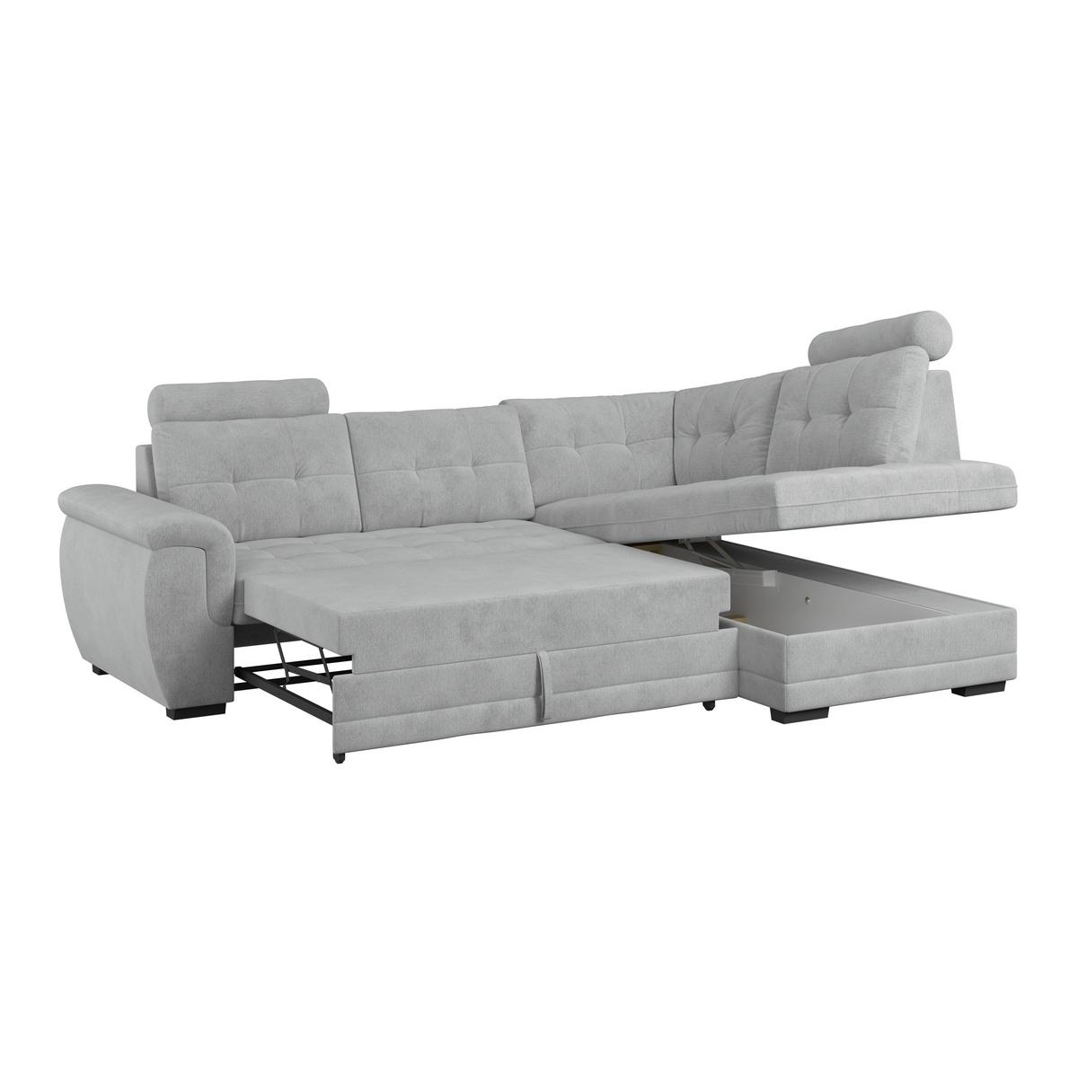Ecksofa mit Schlaffunktion Falco new hellgrau 251x183 cm - Hellgrau/Schwarz, KONVENTIONELL, Textil (251/183cm) - Ondega