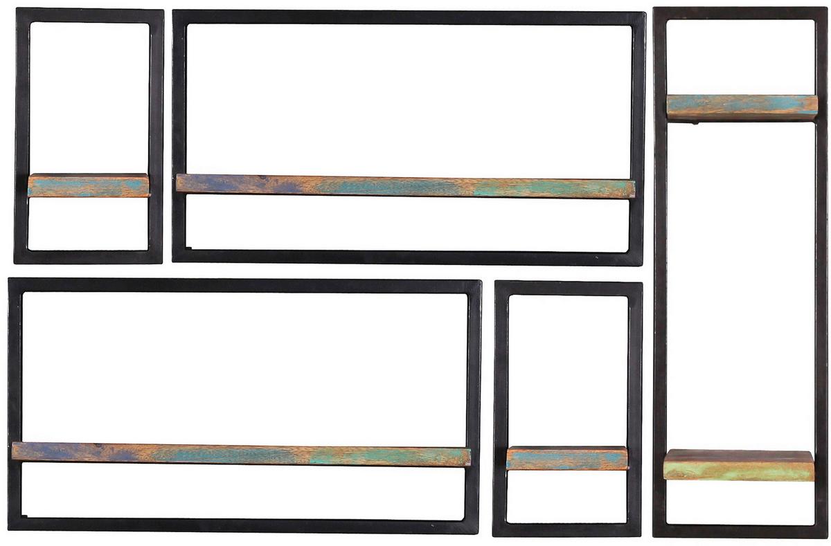 Wandregal Multicolor/Schwarz B: 65cm - Multicolor/Schwarz, Design, Holz/Metall (65/35/25cm) - MID.YOU