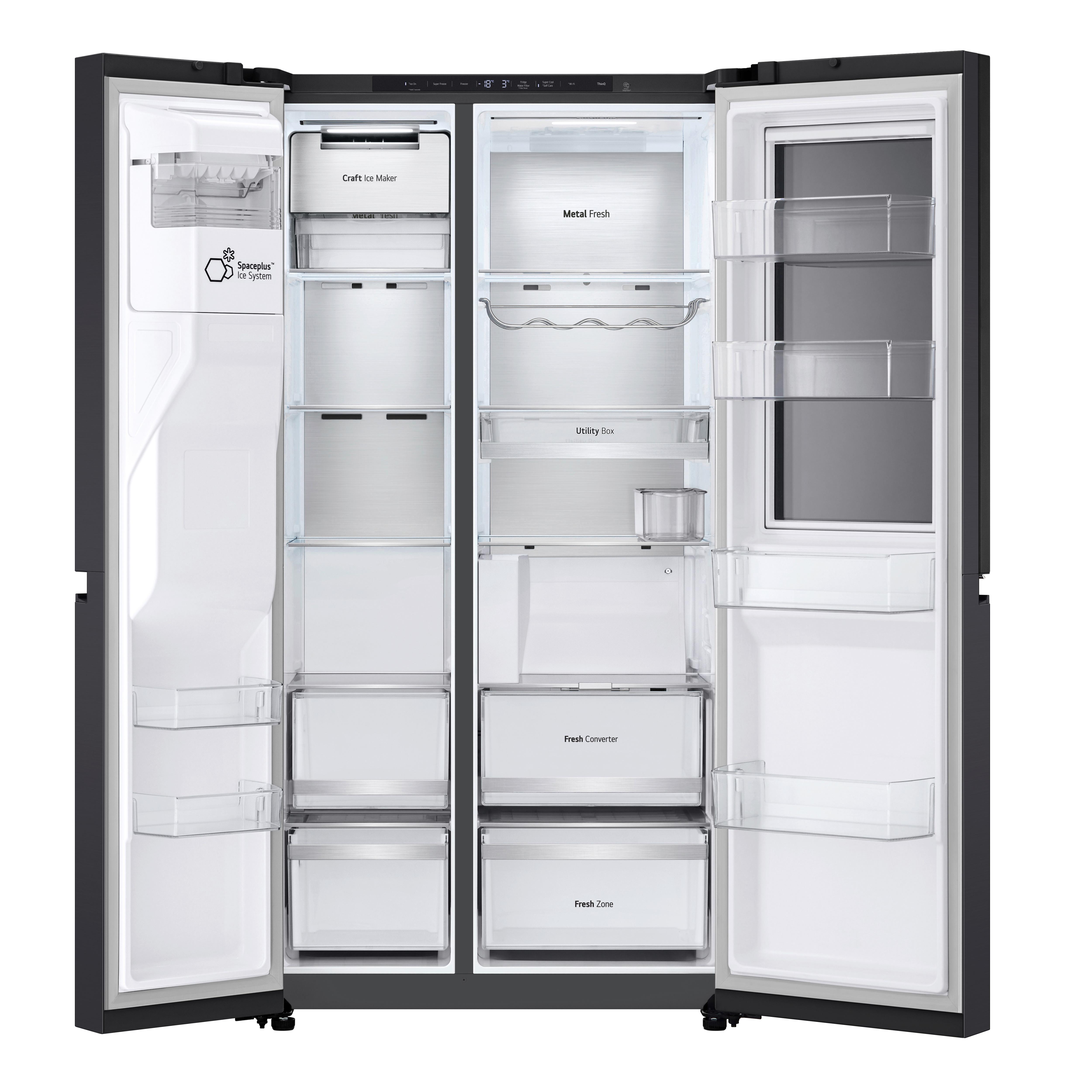 Kühl-Gefrier-Kombination LG Gsxe90evdd - Schwarz, Basics, Glas/Kunststoff (91.3/179/73.5cm)