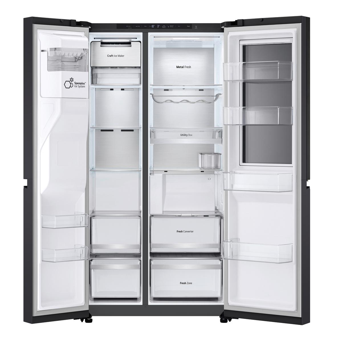 Kühl-Gefrier-Kombination LG Gsxe90evdd - Schwarz, Basics, Glas/Kunststoff (91.3/179/73.5cm)