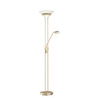 LED-Stehlampe Pool dimmbar Messingfarben mit Leselampe - Messingfarben/Weiß, KONVENTIONELL, Glas/Metall (32/182cm) - Fischer & Honsel