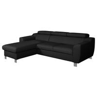 Ecksofa Aspen Mit Bettkasten Lederlook Schwarz 176x242 Cm - Chromfarben/Schwarz, Design, Leder/Textil (176/242cm) - Livetastic