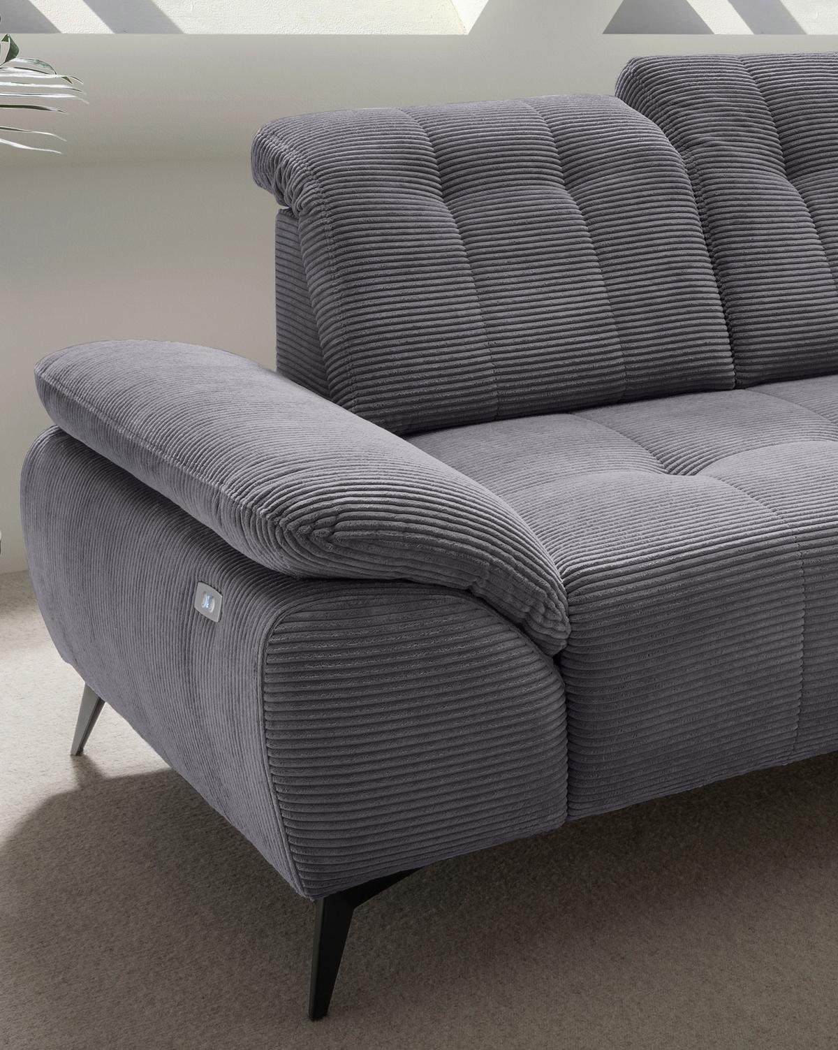 Ecksofa Fiore, Grau S: 272x200 cm - Schwarz/Grau, MODERN, Textil (272/200cm) - Livetastic