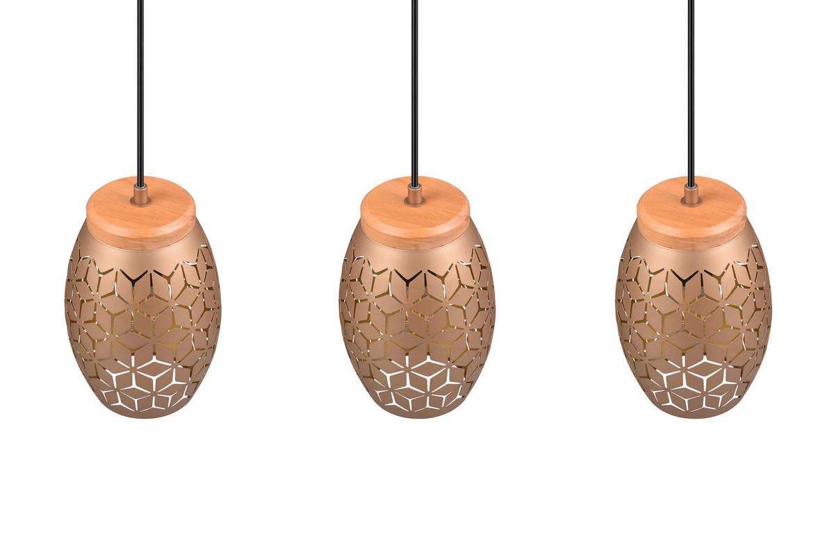 Pendelleuchte R31573065 Bidar - Goldfarben/Braun, KONVENTIONELL, Holz/Metall (71/15/150cm)