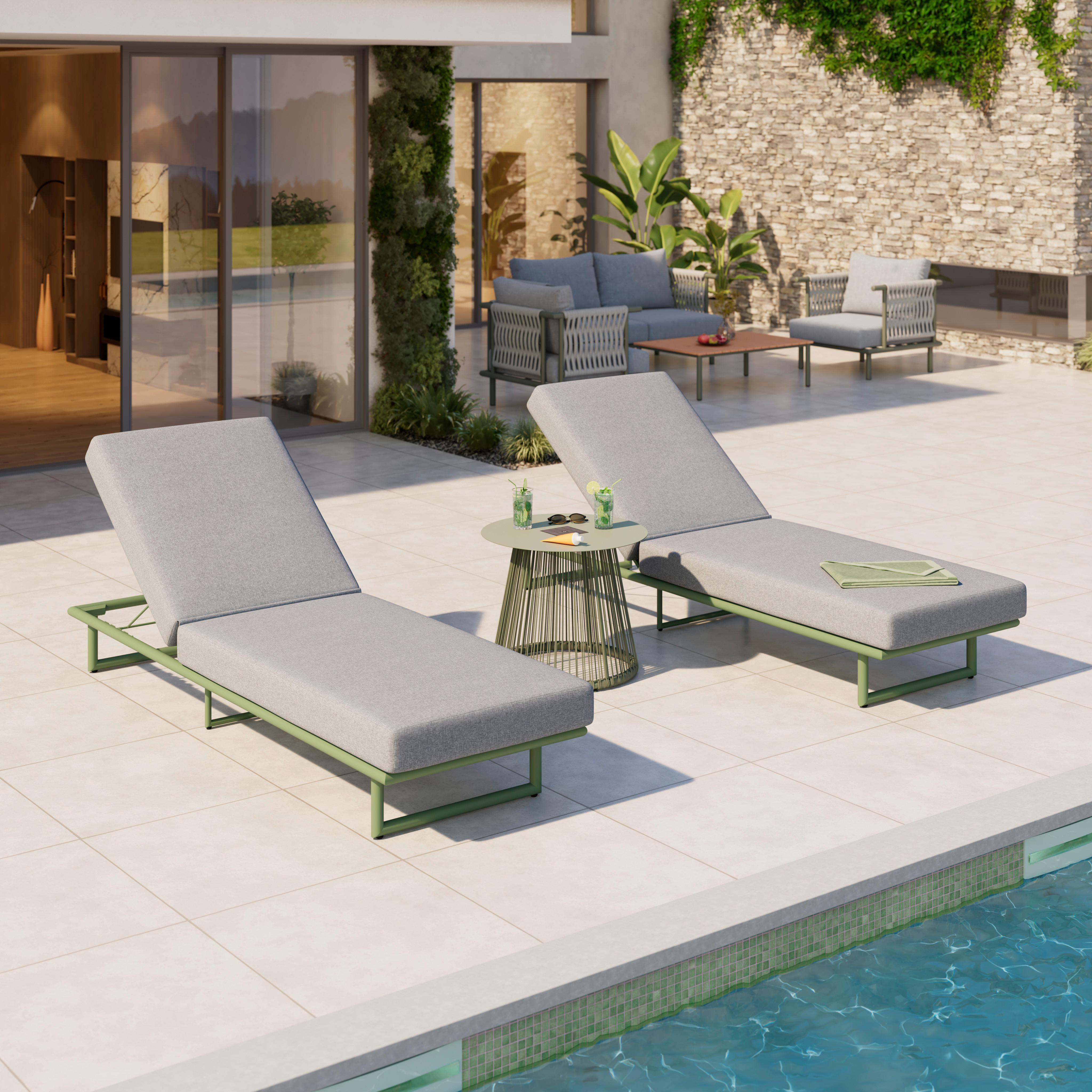 SONNENLIEGE DAYTONA - Grün, MODERN, Holz/Textil (200/65/21cm) - Beldano