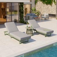 Sonnenliege Daytona - Grün, MODERN, Holz/Textil (200/65/21cm) - Beldano