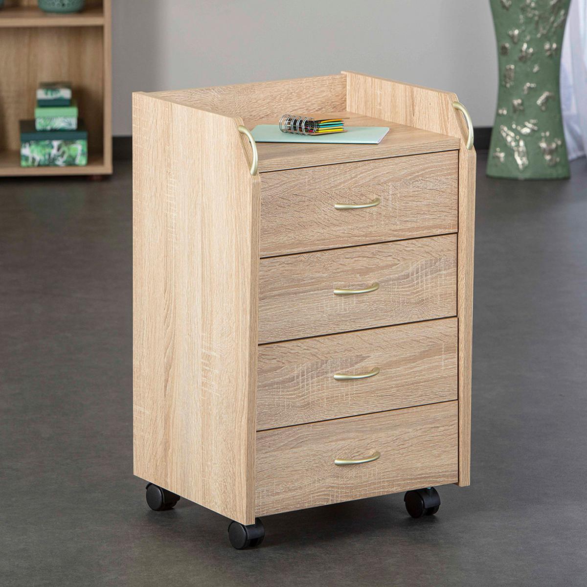 Rollcontainer Eiche Dekor Novi BHT 40x36x65 cm - Sonoma Eiche, Basics, Holzwerkstoff/Kunststoff (40/36/65cm) - MID.YOU