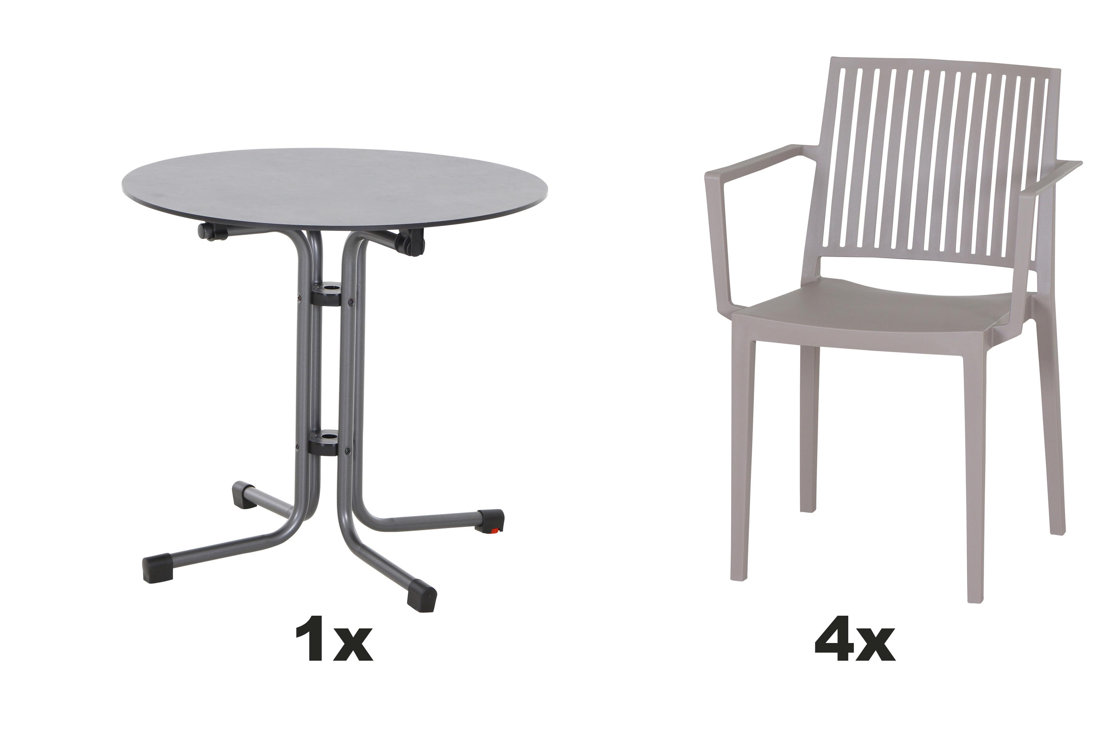 Gartengarnitur T20188 - Taupe/Anthrazit, Basics, Holzwerkstoff/Kunststoff (80/80/80cm) - Siena Garden