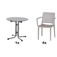 Gartengarnitur T20188 - Taupe/Anthrazit, Basics, Holzwerkstoff/Kunststoff (80/80/80cm) - Siena Garden