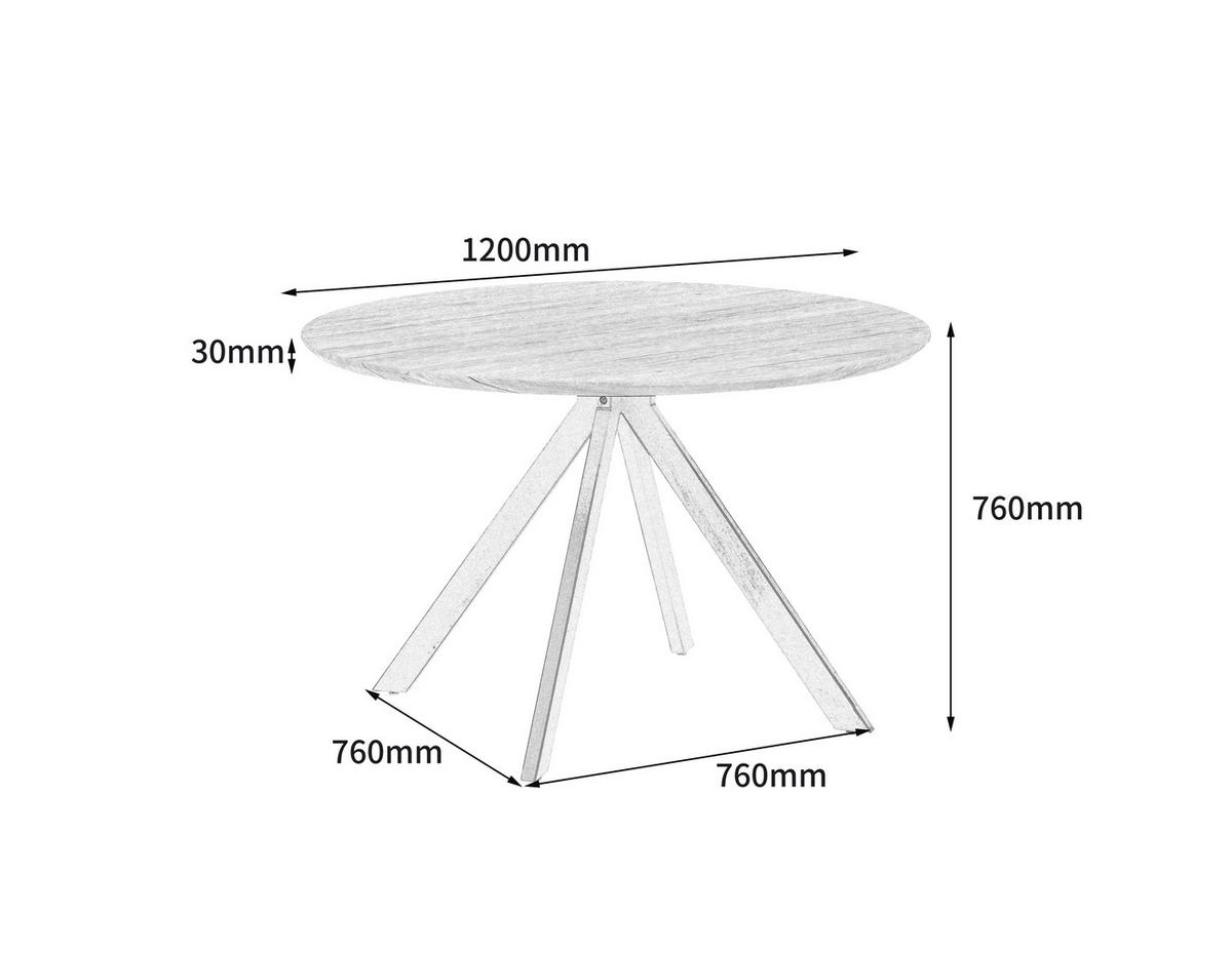 Esstisch Leeds - Schwarz/Naturfarben, LIFESTYLE, Holzwerkstoff/Metall (120/76/120cm) - Livetastic