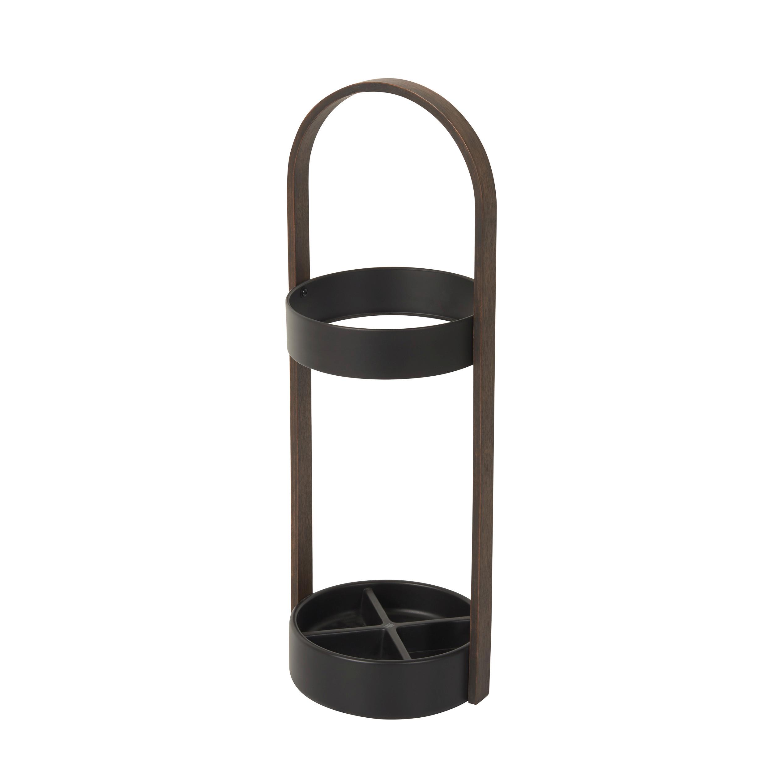 STOJAN NA DÁŽDNIKY UMBRA - čierna/farba vlašského orecha, Basics, kov/drevo (24/68/22cm) - Umbra