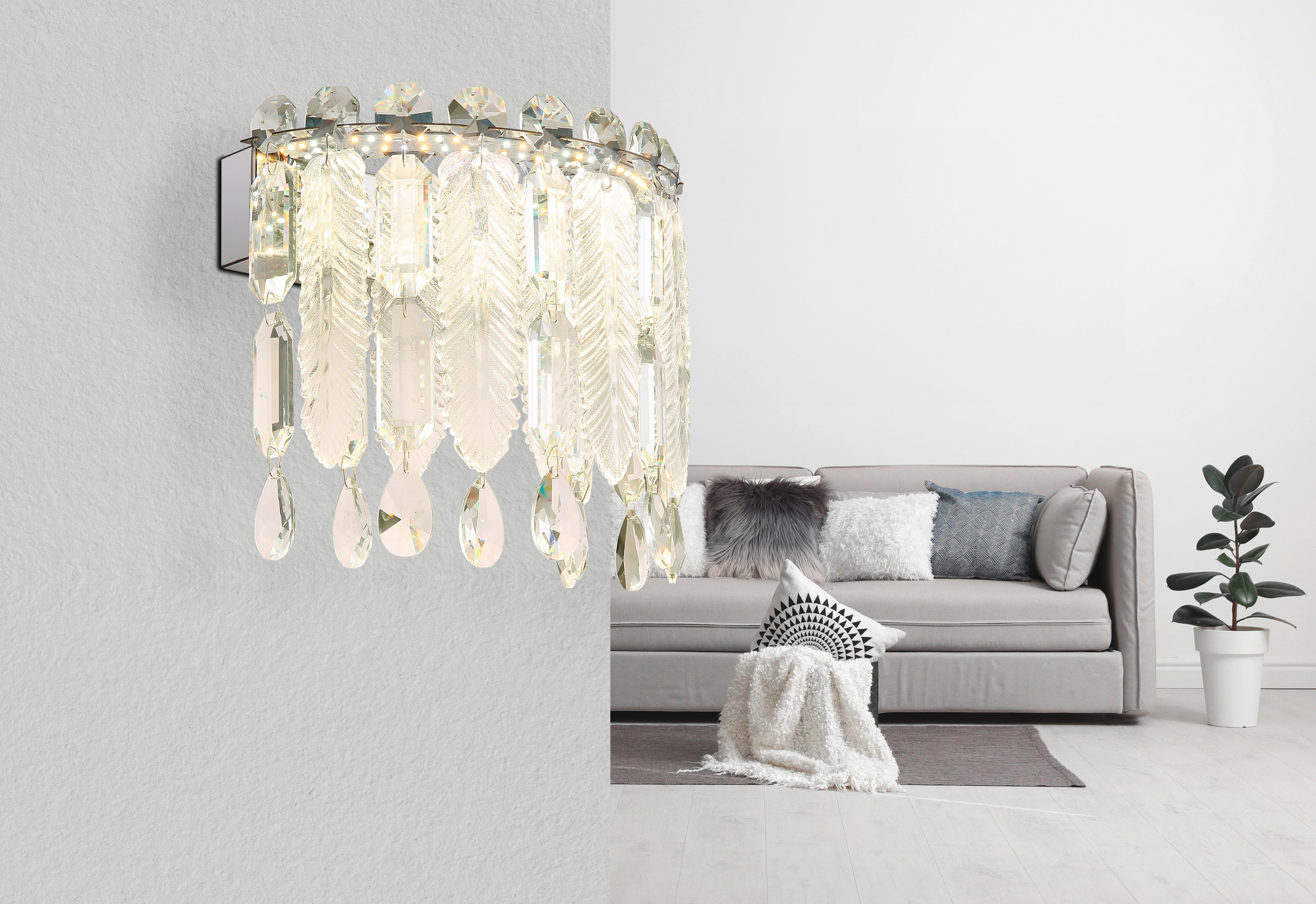 LED-Wandleuchte 67176-12w - Klar/Chromfarben, KONVENTIONELL, Glas/Metall (28/17/24,5cm) - Globo