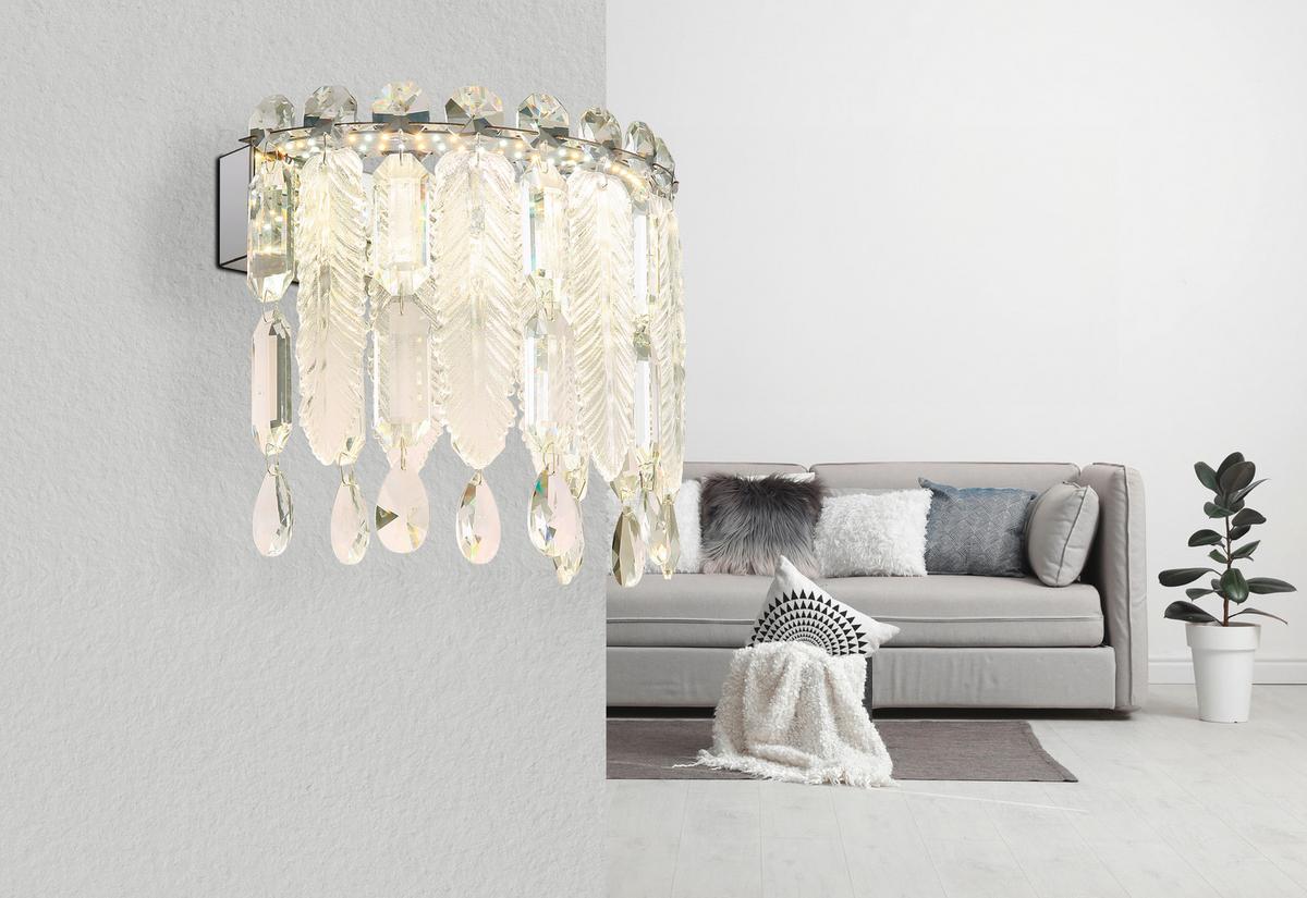LED-Wandleuchte 67176-12w - Klar/Chromfarben, KONVENTIONELL, Glas/Metall (28/17/24,5cm) - Globo