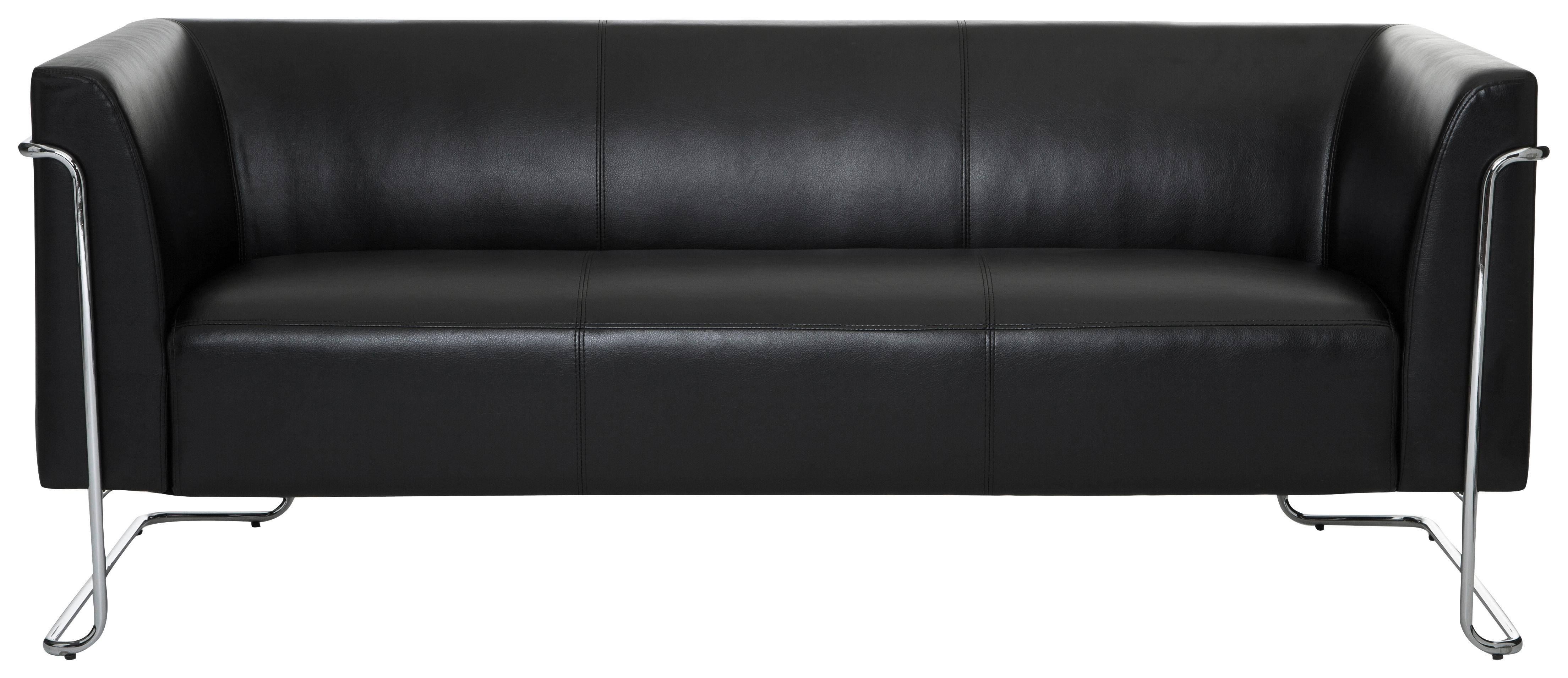 3-sitzer-sofa Curaco Mit Armlehnen, Schwarz Lederlook - Silberfarben/Schwarz, MODERN, Textil (179/71/74cm) - MID.YOU