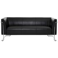 3-sitzer-sofa Curaco Mit Armlehnen, Schwarz Lederlook - Silberfarben/Schwarz, MODERN, Textil (179/71/74cm) - MID.YOU