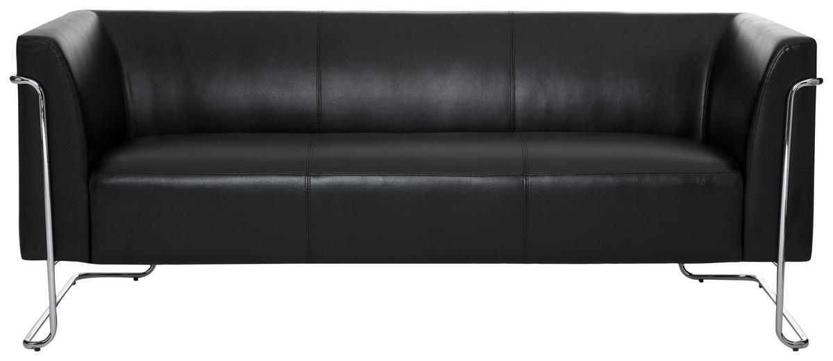 3-sitzer-sofa Curaco Mit Armlehnen, Schwarz Lederlook - Silberfarben/Schwarz, MODERN, Textil (179/71/74cm) - MID.YOU