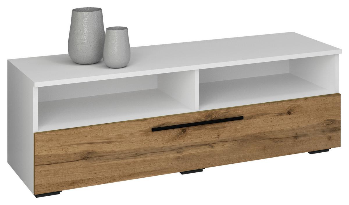 Nízka komoda Arila š: 115 cm, bílá/dub medový - bílá/černá, Moderní, kov/kompozitní dřevo (115/39/40cm) - MID.YOU