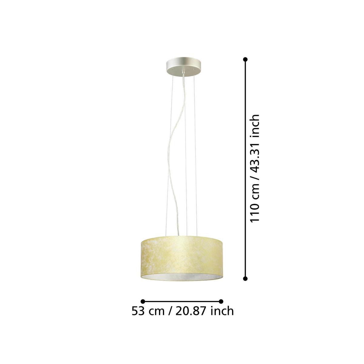 Hängeleuchte Viserbella H: 110 Cm 3-Flammig - Champagner/Goldfarben, KONVENTIONELL, Textil/Metall (53/110cm) - Eglo