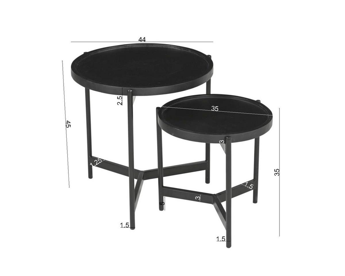 Beistelltischset Schwarz B: 45-35 Cm - Schwarz, Design, Holz/Metall (45-35/45-35/45-35cm) - MID.YOU