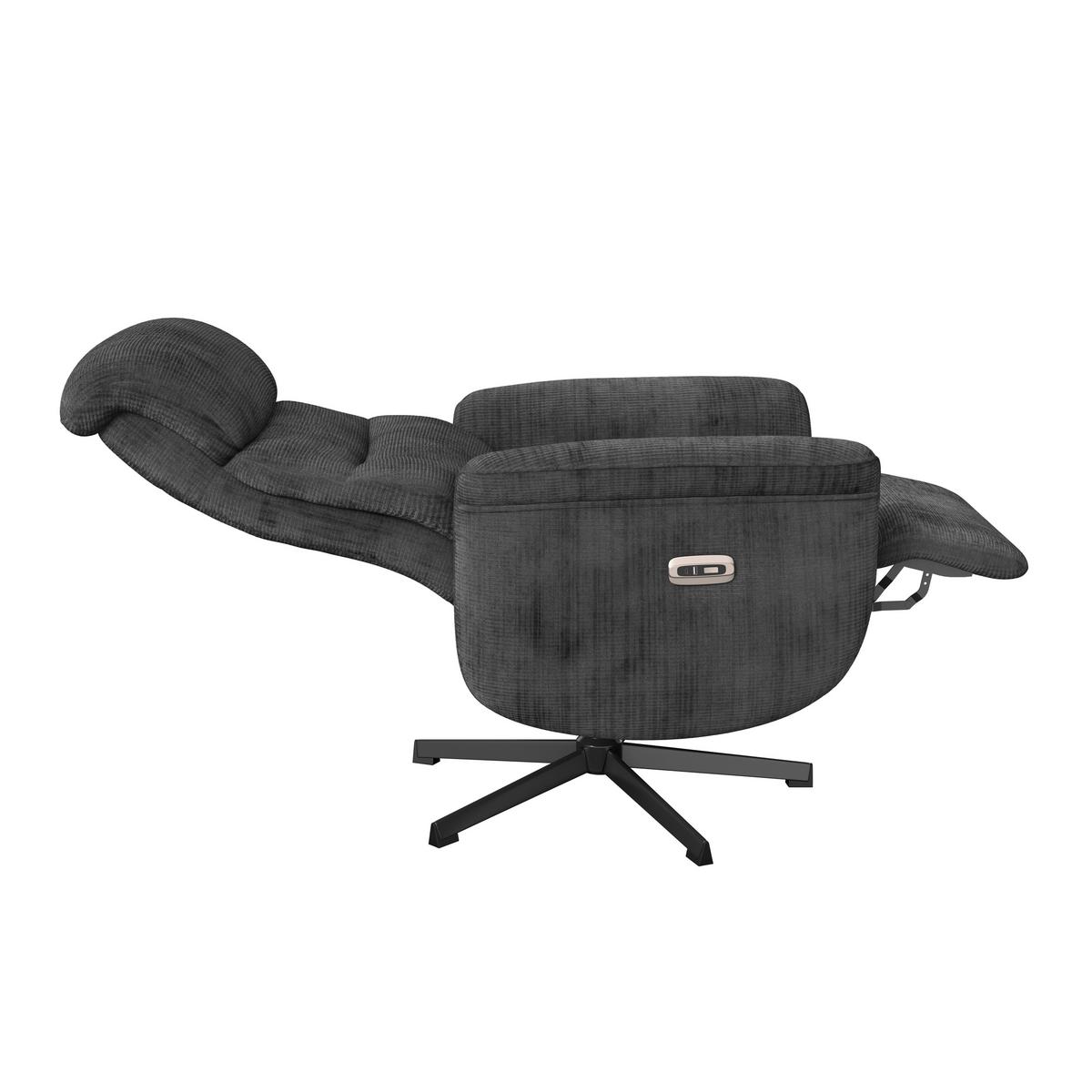 Relaxsessel Manila Chenille anthrazit, B: 73 cm - Anthrazit/Schwarz, MODERN, Textil/Metall (73/113/89cm)