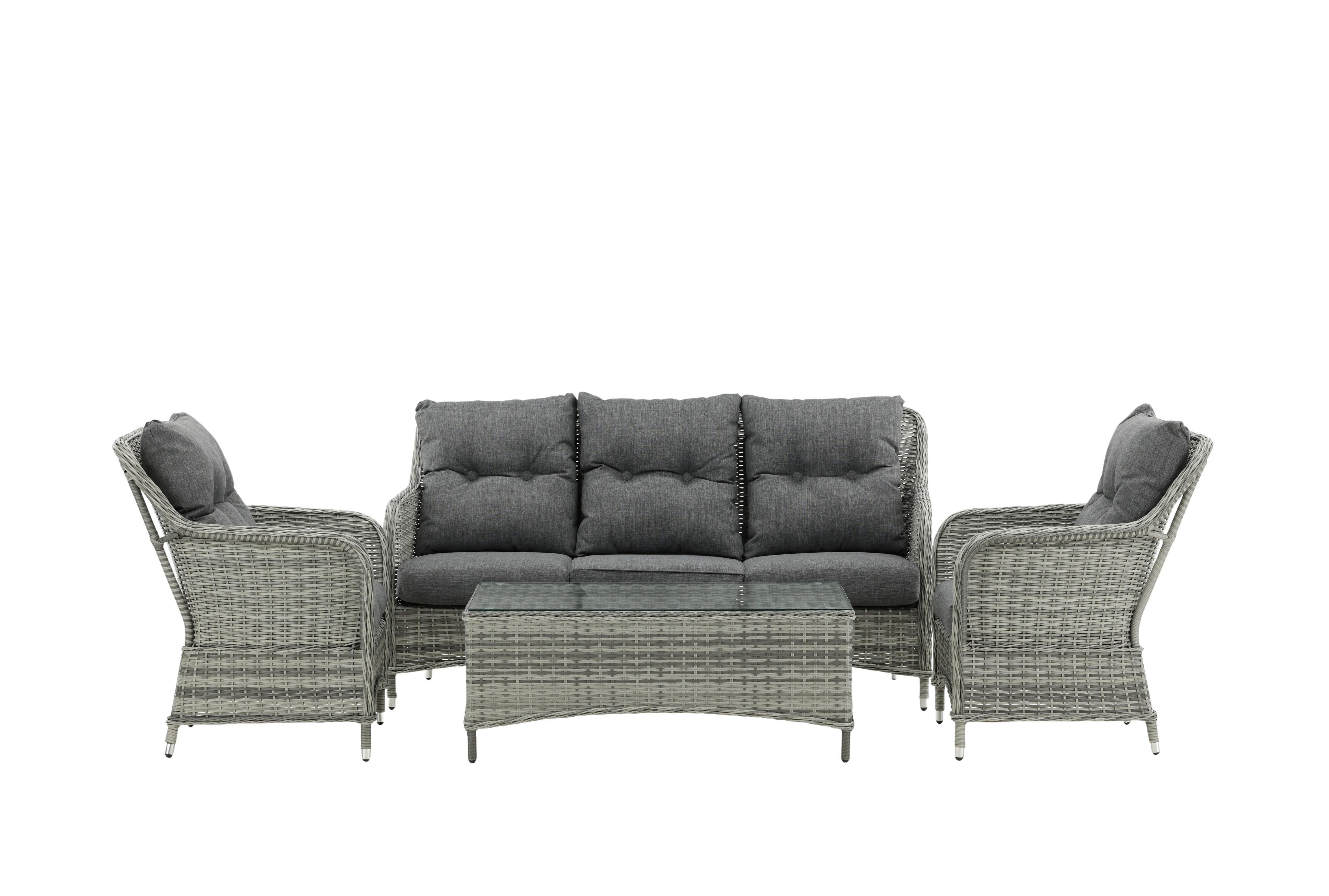 Loungegarnitur Vikelund - Grau, KONVENTIONELL, Holz - Gardenson