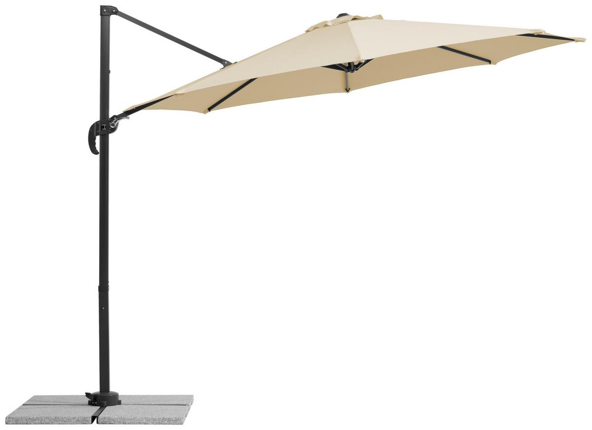 Ampelschirm Rhodos Junior BxHxT: 352x244x300 cm Naturfarben - Anthrazit/Naturfarben, Basics, Textil/Metall (352/244/300cm) - Schneider