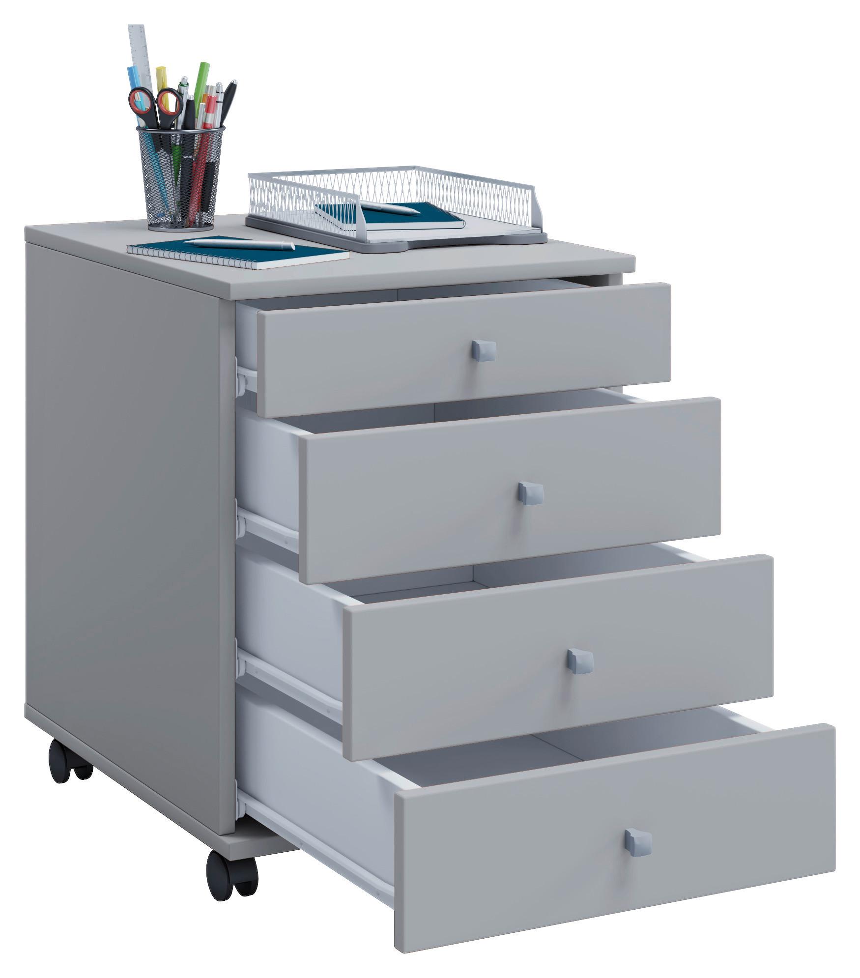 Rollcontainer Grau Lona Mini 42x57x50 cm - Grau, Basics, Holzwerkstoff/Kunststoff (42/57/50cm) - MID.YOU