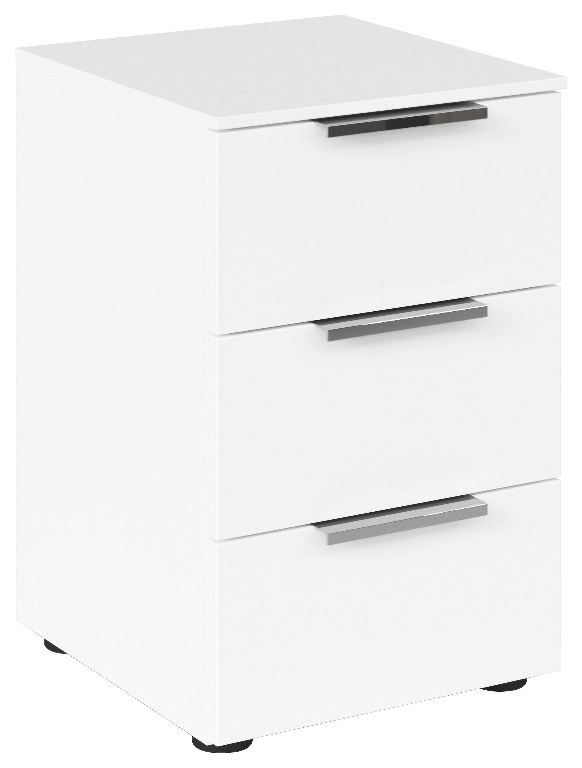 Nachtkästchen Flipp Weiß B: 40 Cm - Chromfarben/Schwarz, MODERN, Holzwerkstoff (40/61/42cm) - Rauch Möbel