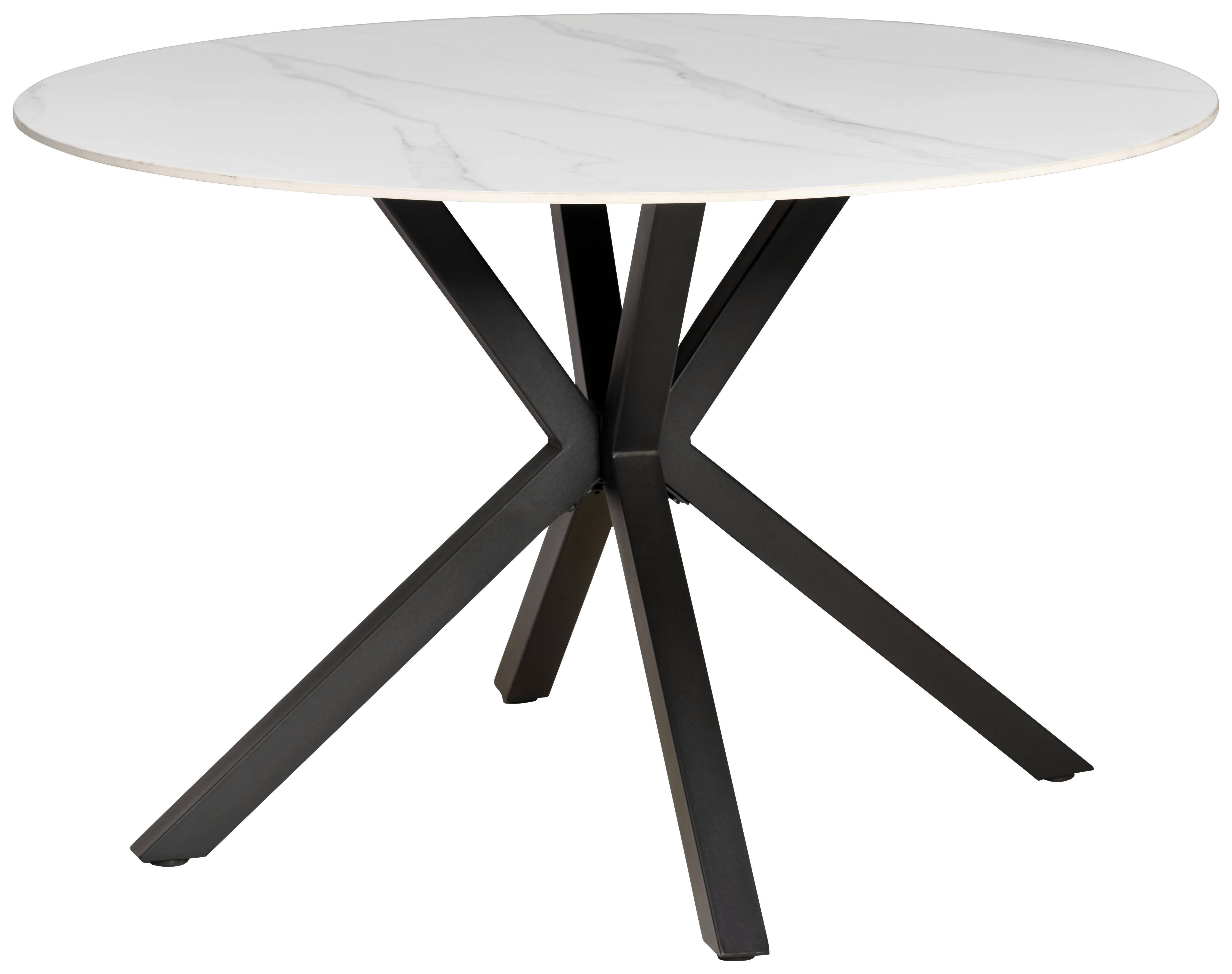 Esstisch Birmingham - Schwarz/Weiß, LIFESTYLE, Keramik/Metall (118/76/118cm) - MID.YOU