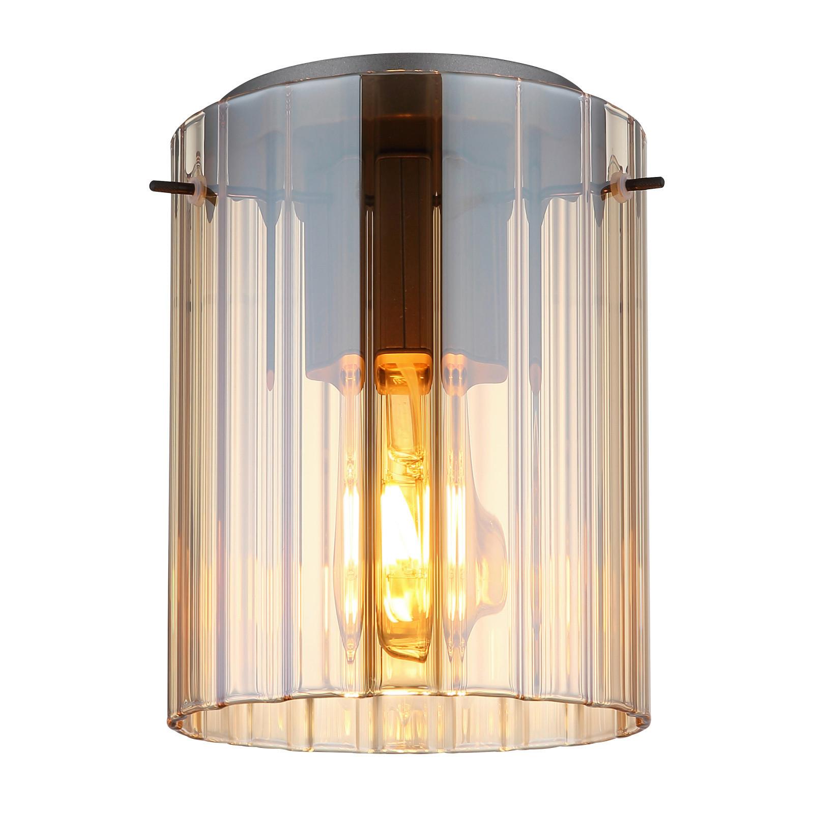 Deckenleuchte 15904da - Dunkelgrau/Bernsteinfarben, Basics, Glas/Metall (18/23cm) - Globo