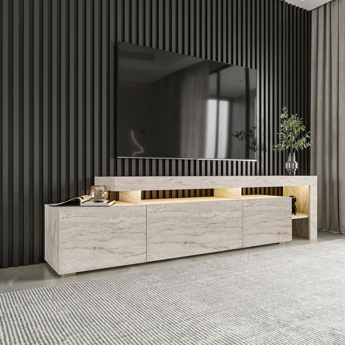 Lowboard Beliz, Beige B: 192 cm - Beige, Design, Holzwerkstoff (192/53/37cm) - Livetastic