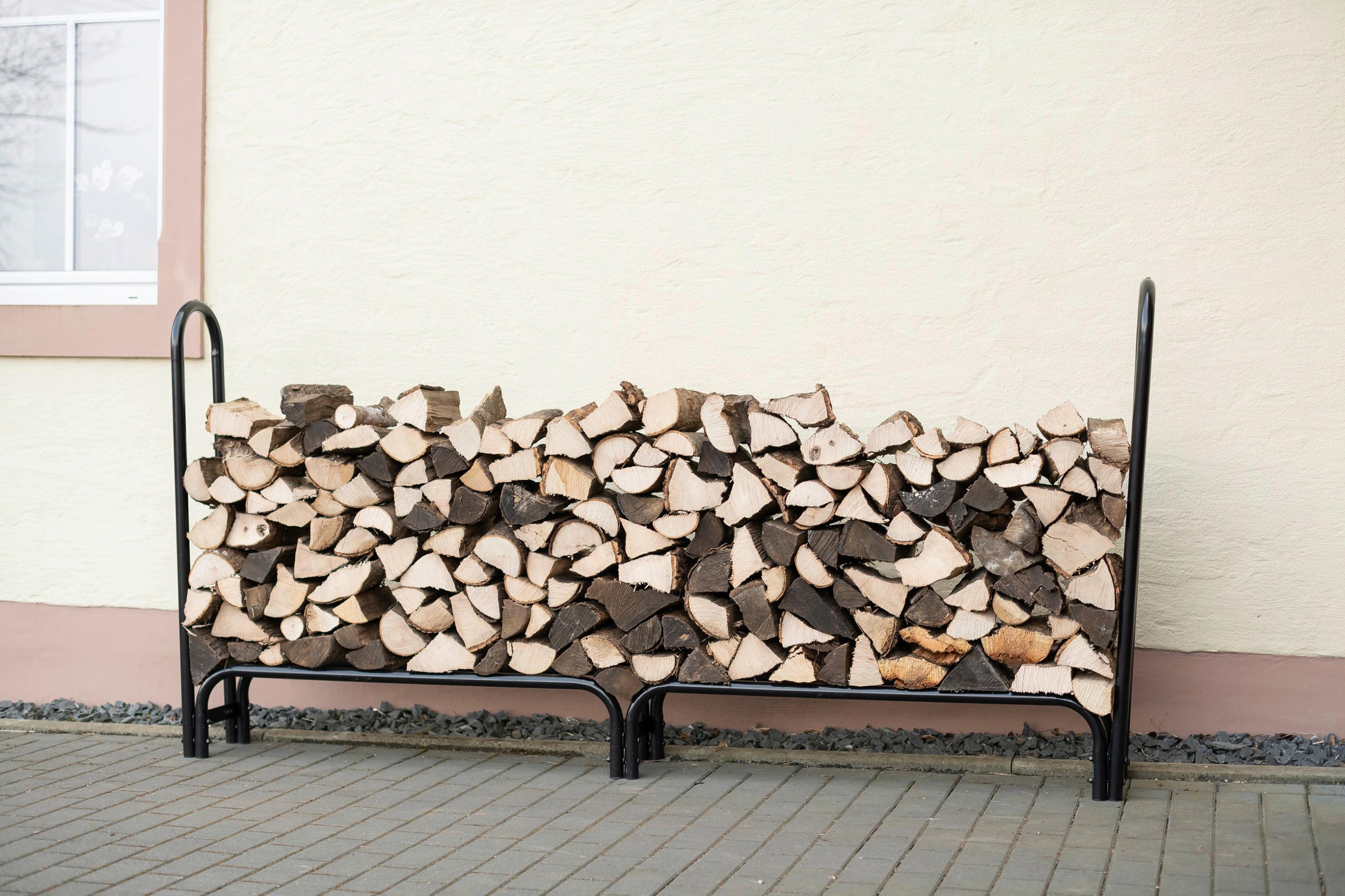 Regál na drevo 244cm - čierna, Basics, kov (25/118/244cm)