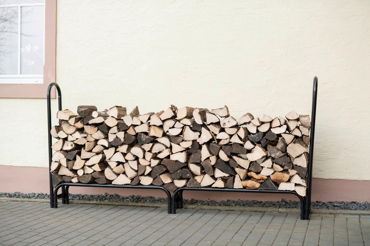 Regál na dřevo 244cm - černá, Basics, kov (25/118/244cm)