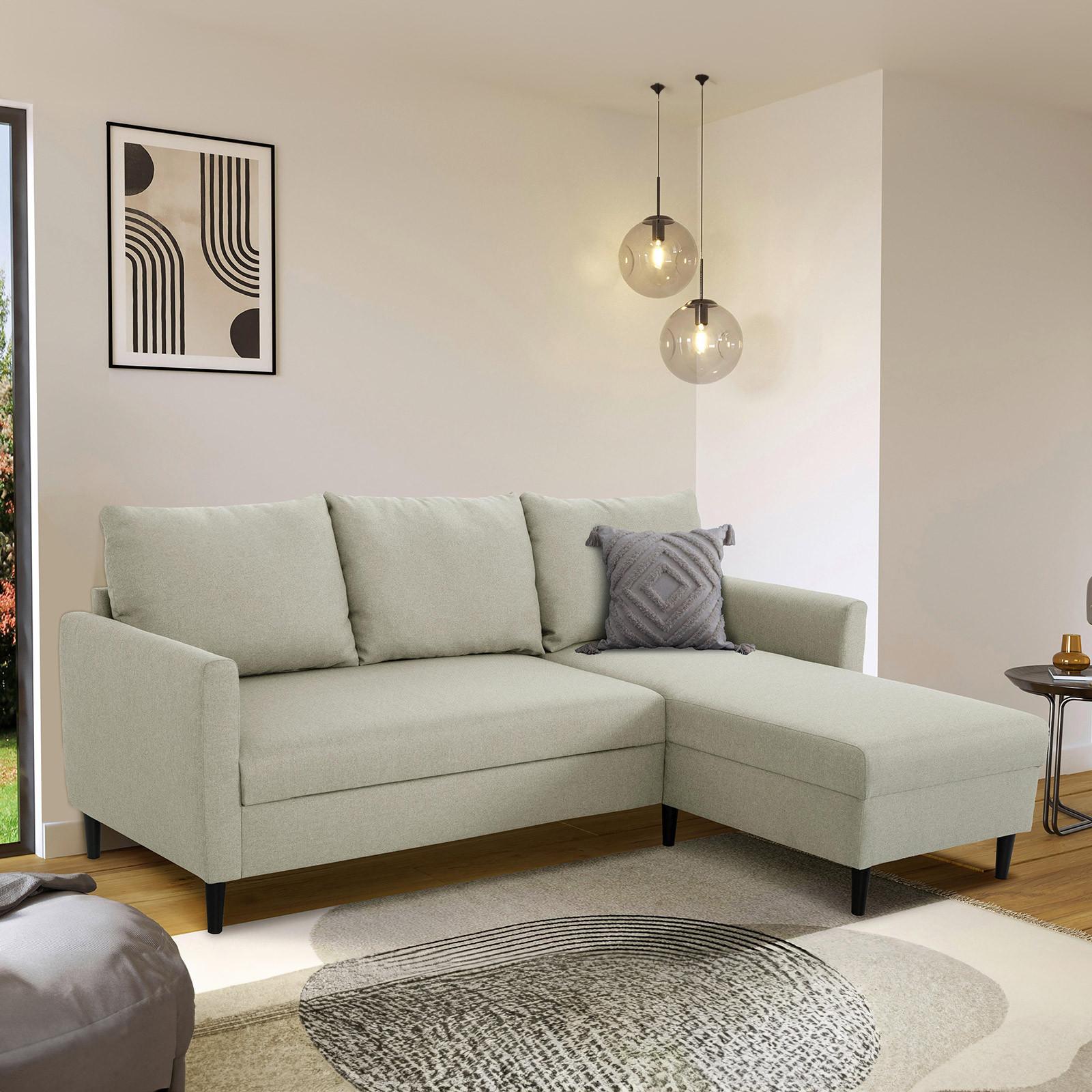 Ecksofa Tweety - Beige/Schwarz, Basics, Textil (192/138cm) - P & B
