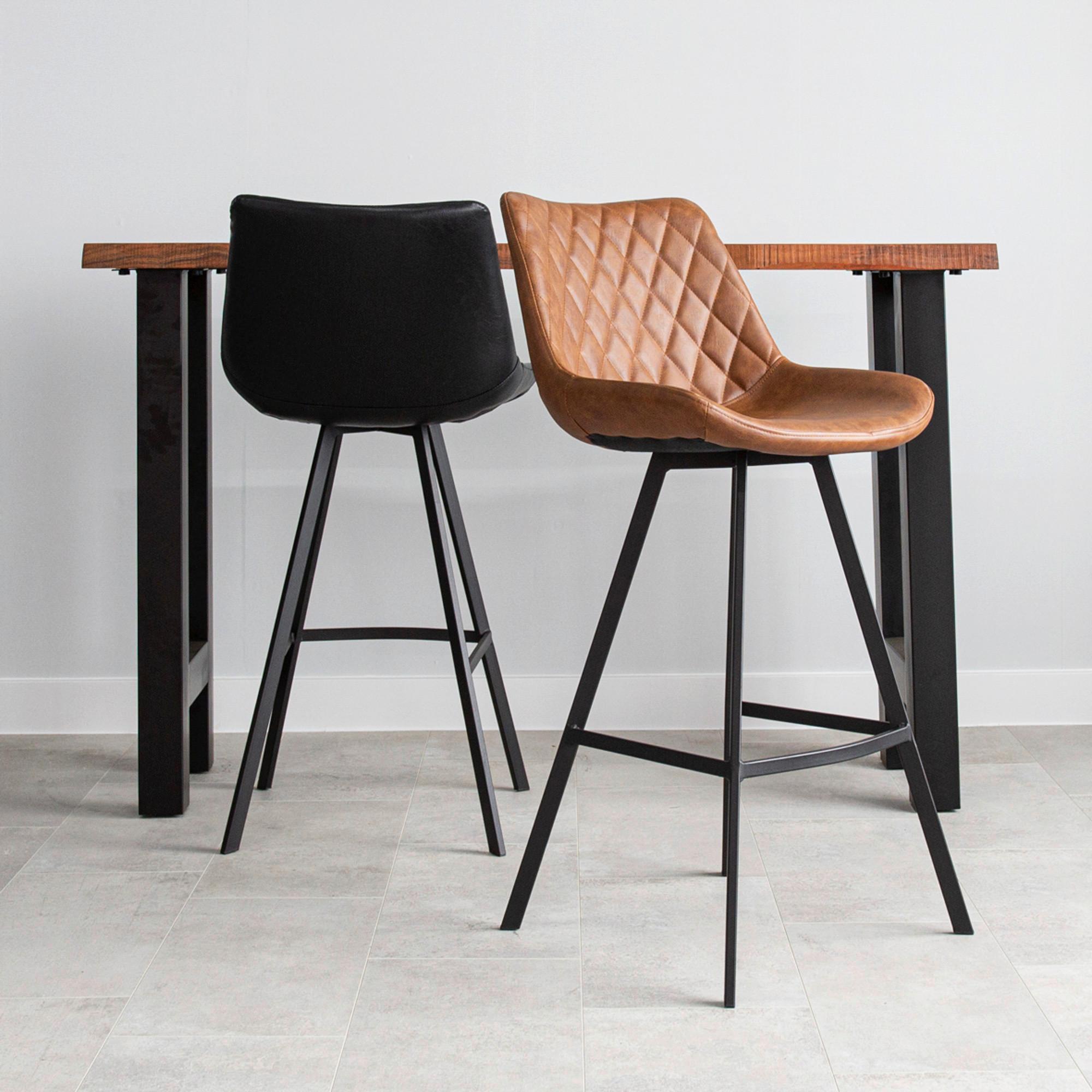 Barhocker-set Bowie - Cognac/Schwarz, KONVENTIONELL, Textil/Metall (50/102/55cm) - MID.YOU