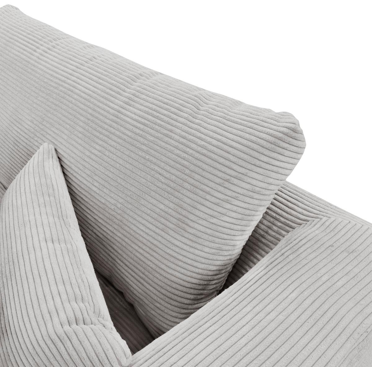 Ecksofa Berlin Cord Hellgrau 313x172 cm - Hellgrau/Schwarz, Design, Textil (313/172cm) - Livetastic