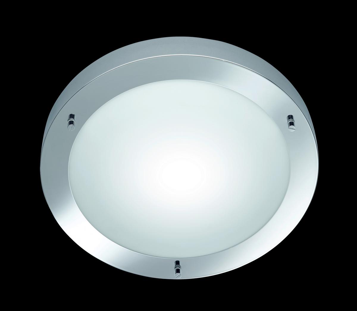 Deckenleuchte Ip44 Ø 31,5 cm 1-Flammig Rund Opalglas Matt - Chromfarben/Weiß, Basics, Glas/Metall (31,5/8,0cm) - Trio Leuchten