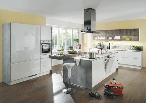 Einbauküche Panama Frei Planbar Modern, Grifflos - Weiß, MODERN, Holzwerkstoff - Vertico