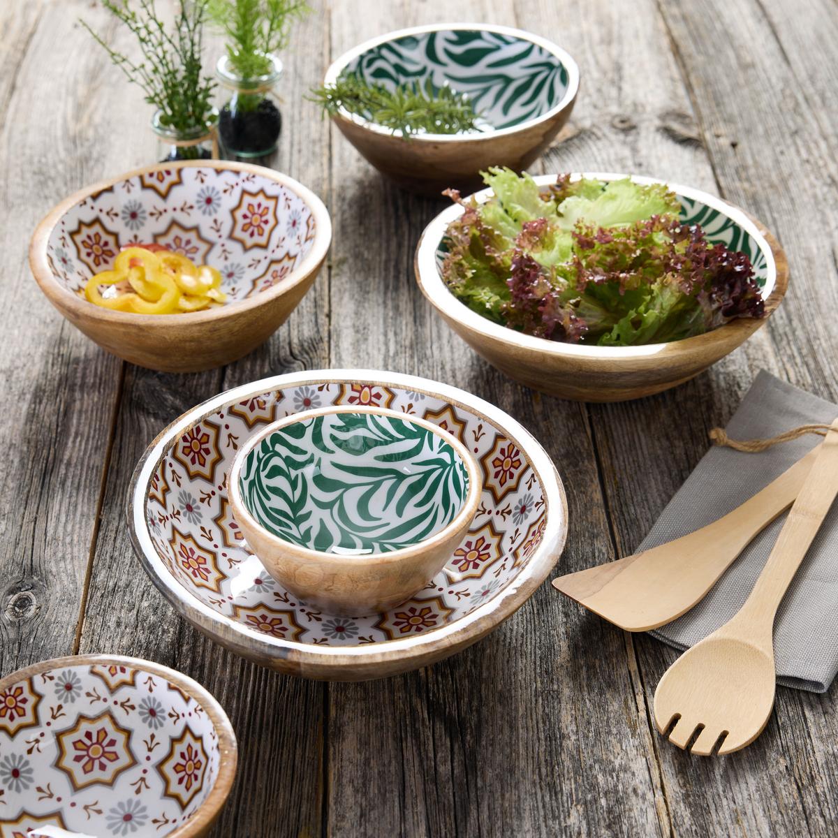 Miska ZAHRA - oranžová/bílá, Moderní, dřevo/plast (13.5/6cm)