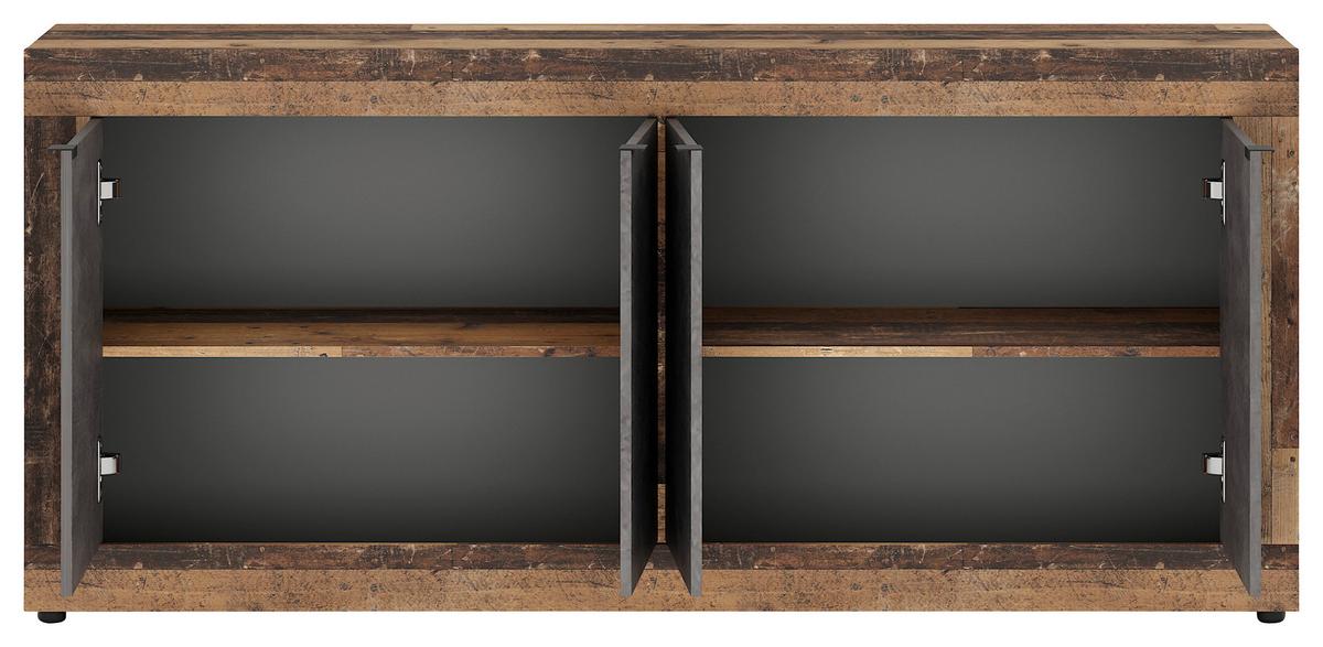 Sideboard 180cm Lunea Graphitfarben - Alteiche/Schwarz, Design, Holzwerkstoff (180/86/42cm) - MID.YOU